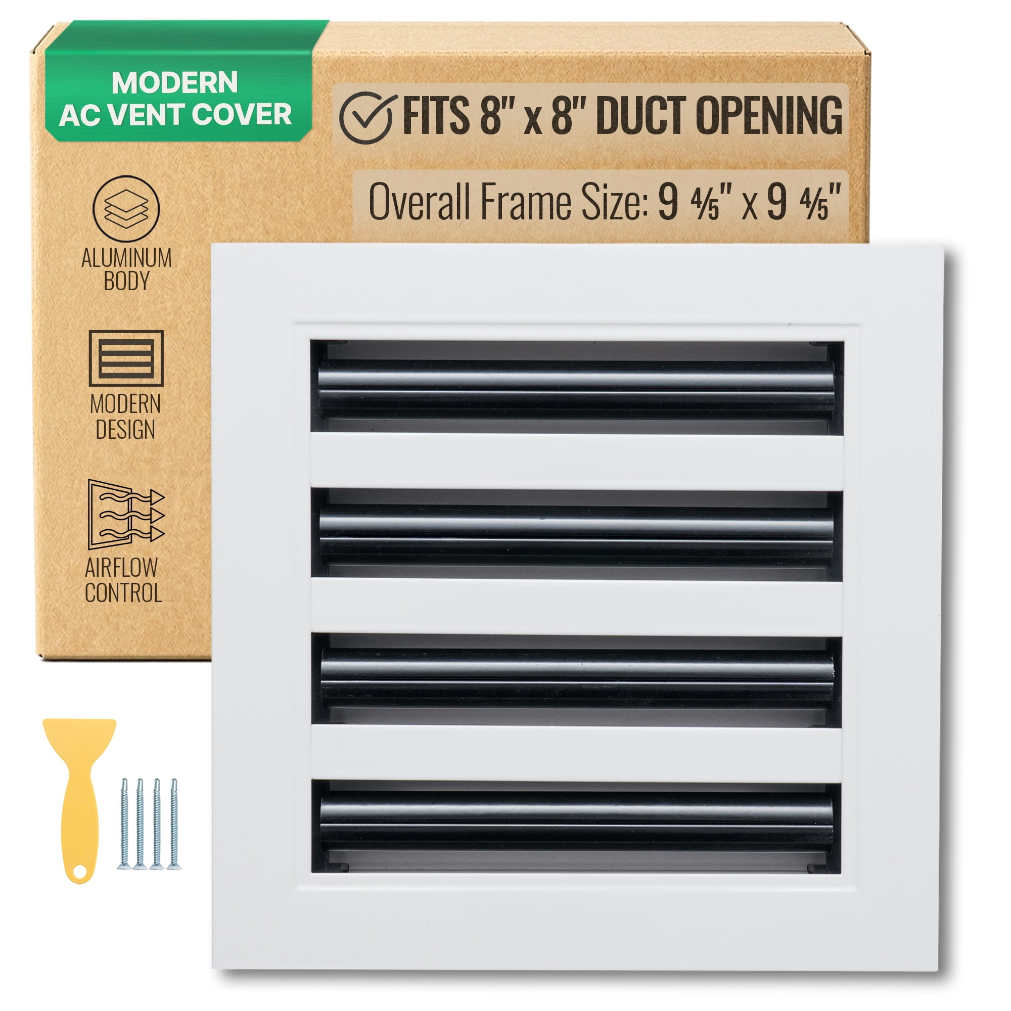 Fits 8x8 Duct Opening, Modern AC Vent Cover, Aluminum Linear Slot ...