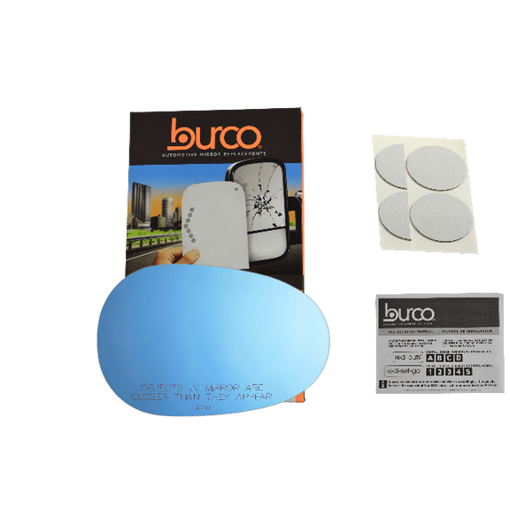 Fits 90-97 Miata 96-98 X90 Right Pass Blue Mirror Glass Lens w/Adhesive Manual