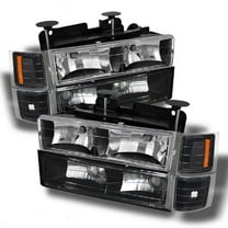 AKKON - For C10 C/K Pickup Black Headlights Corner Bumper Signal Light Lamps Replacement Completed Set