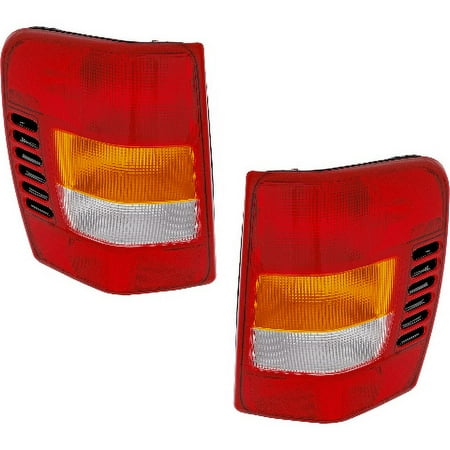 Fits 99-02 Jeep Grand Cherokee Left & Right Set Tail Lamp Unit Assemblies Thru 11/01 w/Circuit Board w/o Bulbs-Sockets