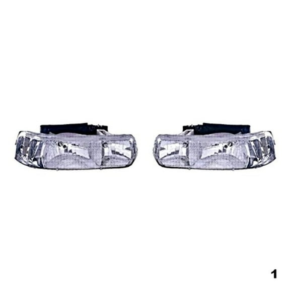Fits 99-02 Silverado L&R PerFormance Headlamp Set w/Clear Lens Diamond Design