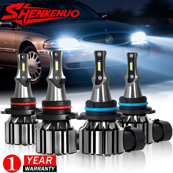 Fits Buick Lesabre 1991-2005 LED Headlight Bulbs High/Low Beam 6000K White 4Pcs Super Bright Plug-and-Play