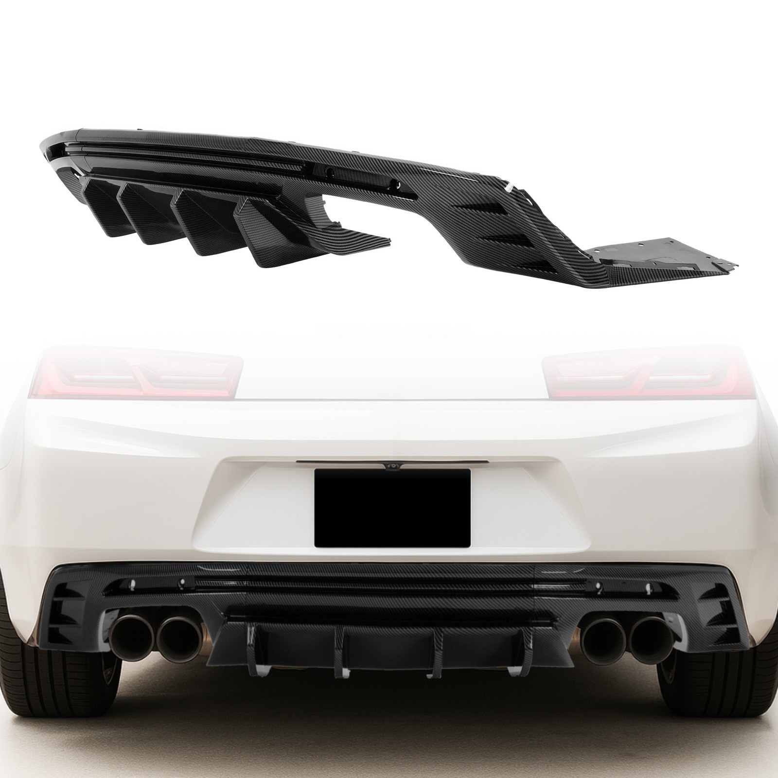 Fits CHEVY CAMARO 2016-24 Carbon Style Rear Bumper Lip Diffuser Spoiler ...