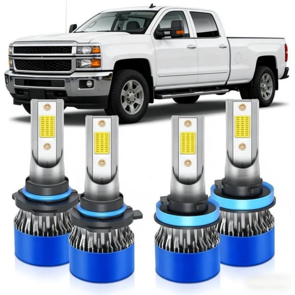Fits for Chevrolet Silverado 2500 2500HD 3500HD 2016-2018 High Low Beam Lights Bulbs Combo, 6500K White, 1:1 Mini Halogen Size, LED Headlight Bulbs, Pack of 4