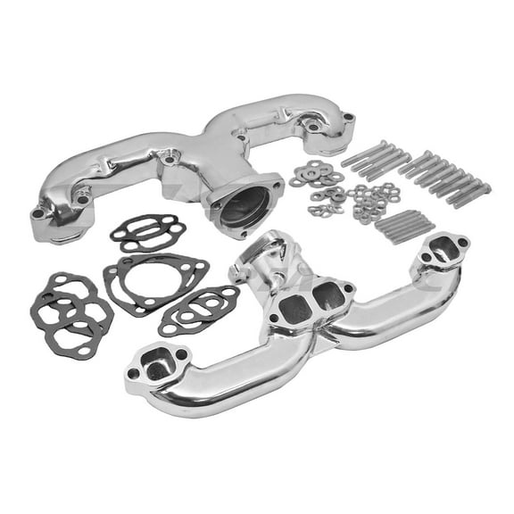 Fits Chevy SB Small Block Rams Horn Complete Kit w/ Hardware Ceramic Silver