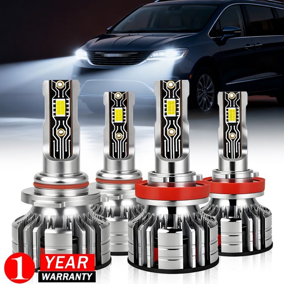 Fits Chrysler Voyager(Without Projector) 2020 LED Headlight Combo Kit 9005+H11 High Low Beam 4X