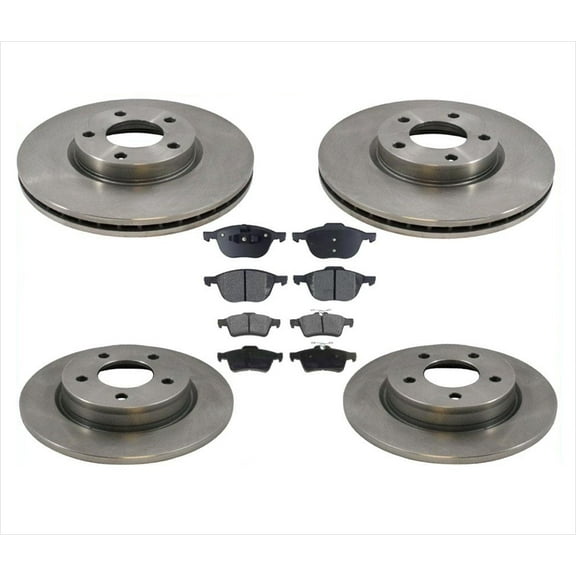 Fits For 04-13 Mazda 3 2.3L 2.5L Only Front & Rear Brake Rotors & Ceramic Pads