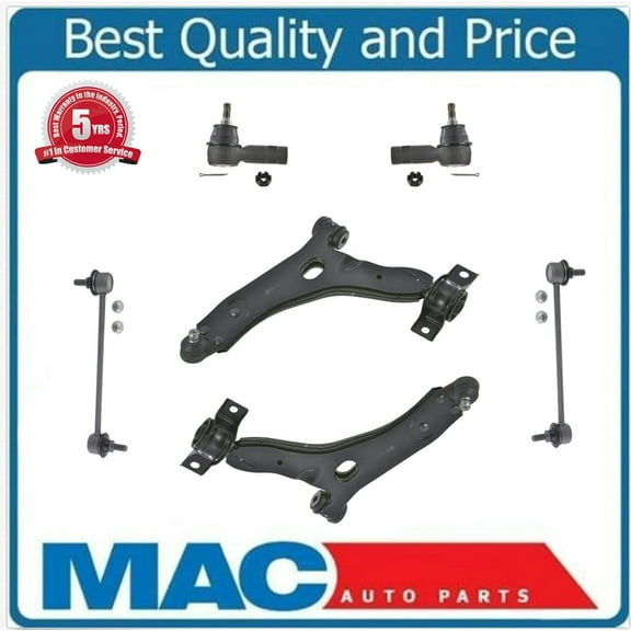 Fits For 08-2011 Ford Focus (2) Control Arm + Ball Joint Tie Rods 6Pc Kit