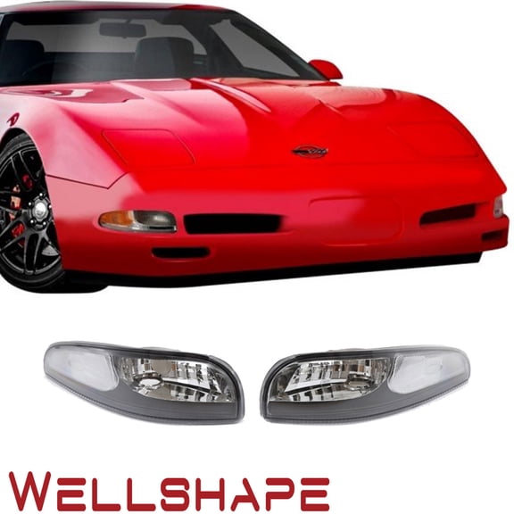 Fits For 1997-2004 Chevy Corvette C5 Front Bumper Corner Turning Lamp Black Housing 2PCS LH+RH