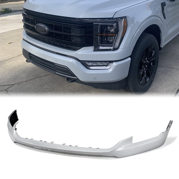 Fits For Ford F150 F-150 2021-2023 Avalanche Gray Front Bumper Upper Cover Trim