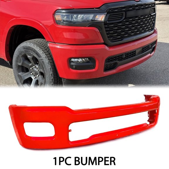 Fits For RAM 1500 2025-ON Front Bumper Face Bar Cover Steel Flame Red W/ Fog Hole