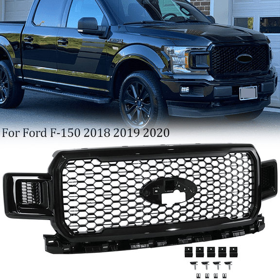 Fits Ford F-150 F150 2018 2019 2020 Front Bumper Radiator Grille Painted Black