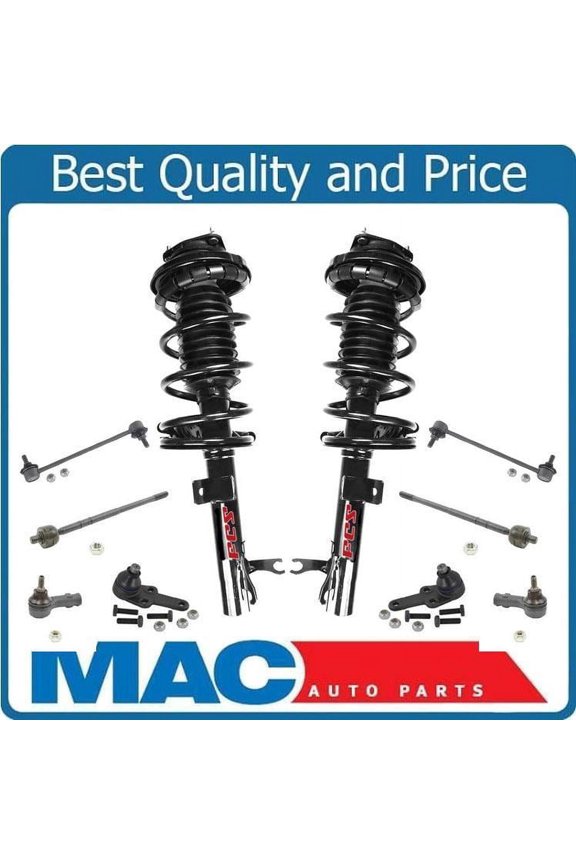Fits Ford Focus 00 to 03 Front Complete Struts Ball Jts Tie Rods Sway Bar Links