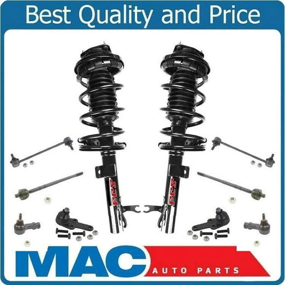Fits Ford Focus 00 to 03 Front Complete Struts Ball Jts Tie Rods Sway Bar Links