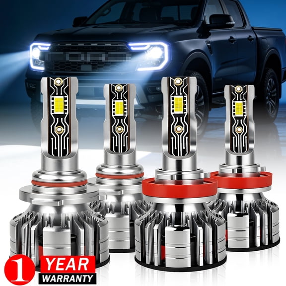 Fits Ford Ranger 2020-2022 LED Headlight Combo Kit 9005+H11 High&Low Beam 6000K White 4Pcs