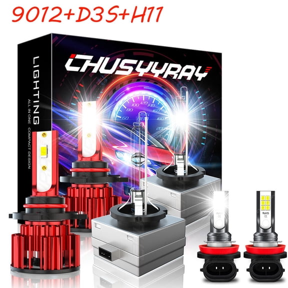 Fits GMC Acadia 2013-2019 HID LED Headlight Hi/Lo Beam + Fog Lights Bulbs Kit Canbus Ready