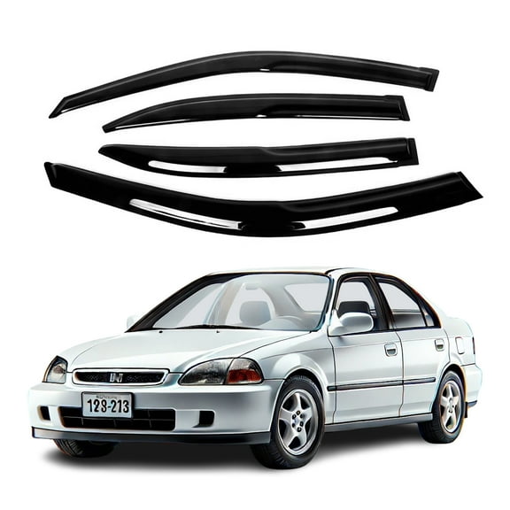 White Deer, Hood Shields with Acrylic Window Visor Sun Rain Deflector Guard for Honda Civic Black