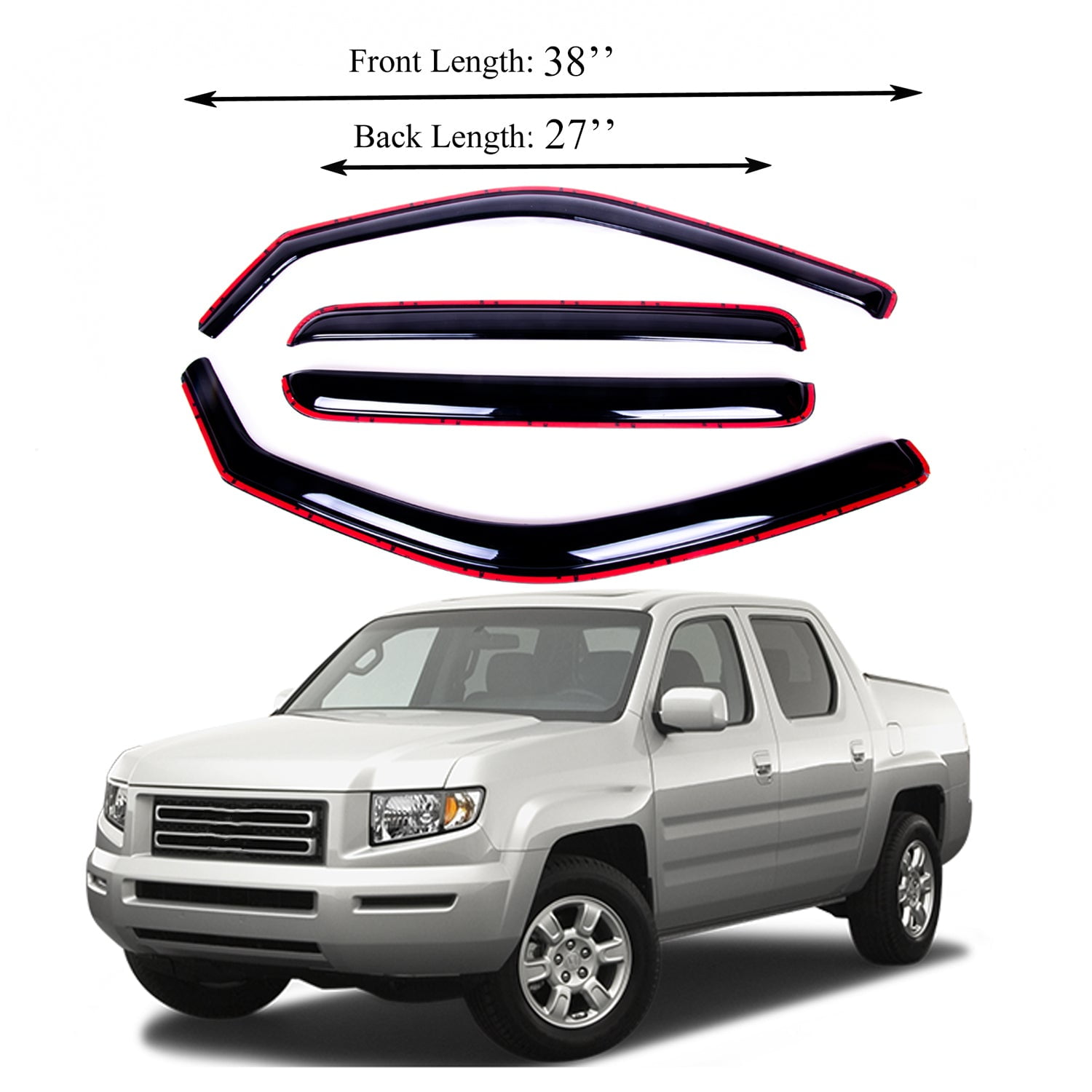 Fits Honda Ridgeline 0614 Acrylic Window Visor Sun Rain Deflector Guard