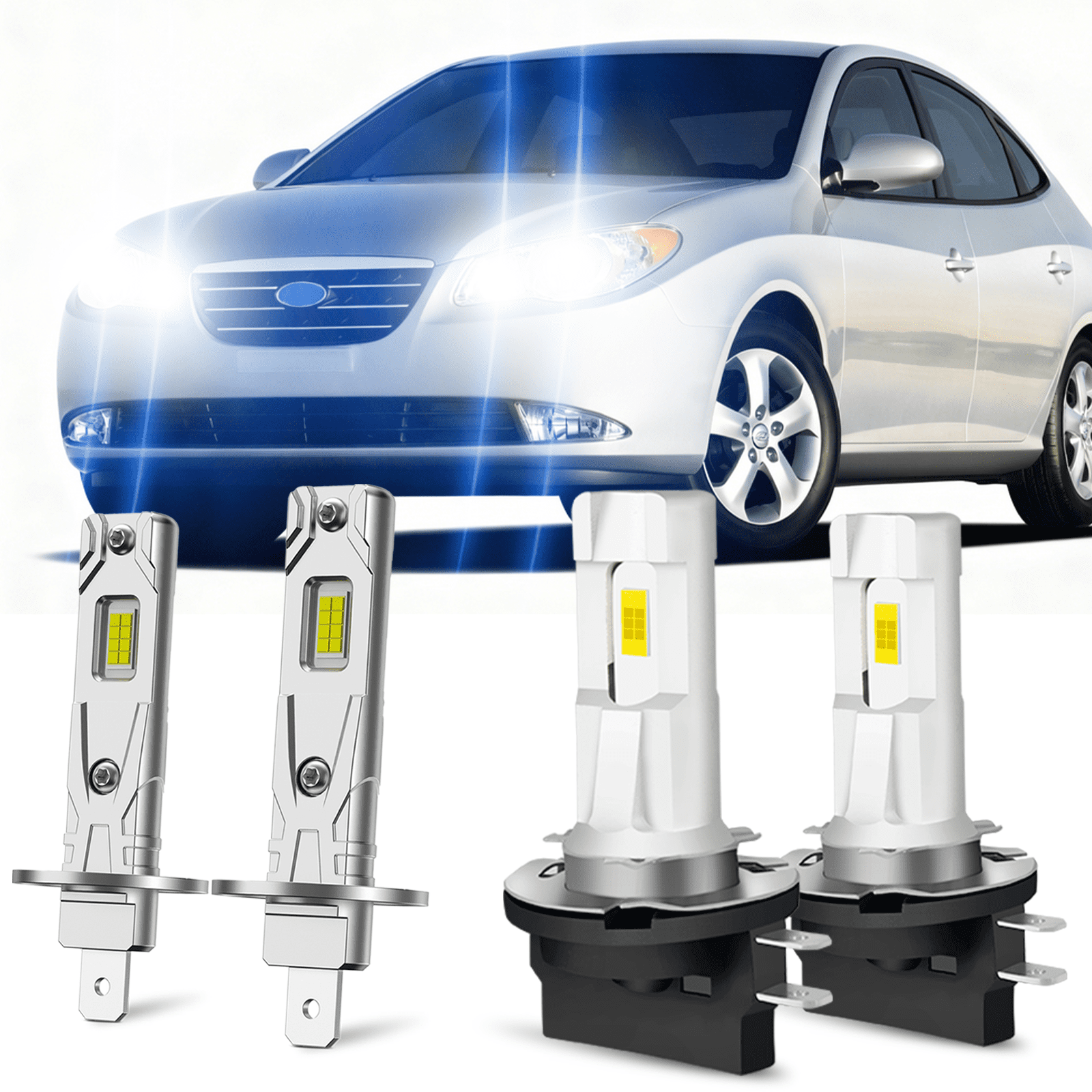 Fits Hyundai Elantra 2007-2008 2009-2012 Sedan LED Headlight Bulbs H1+H11B High & Low Beam Combo 4pcs