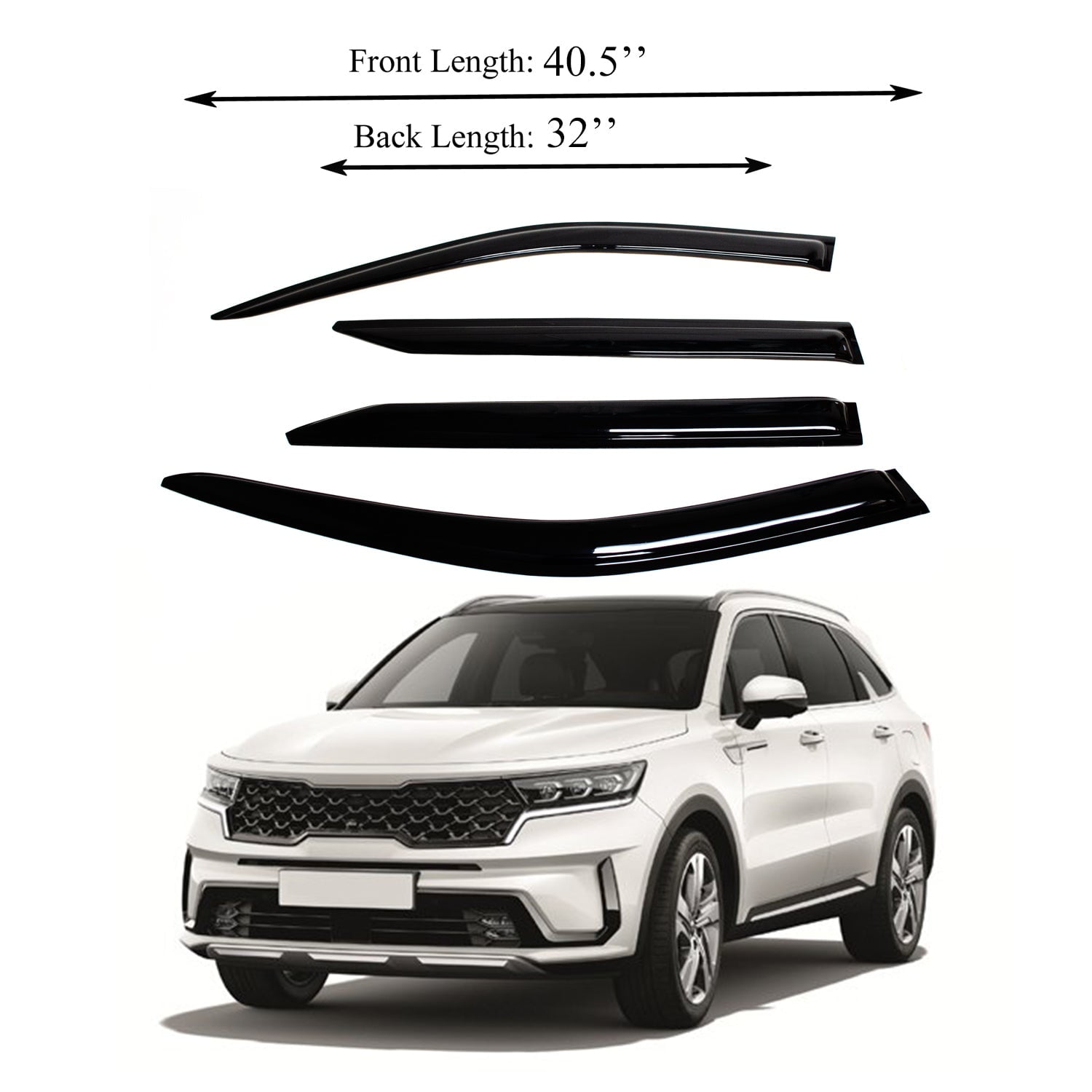H-YEEU Acrylic Rain Guard Window Visor Set - Sun, Rain, and