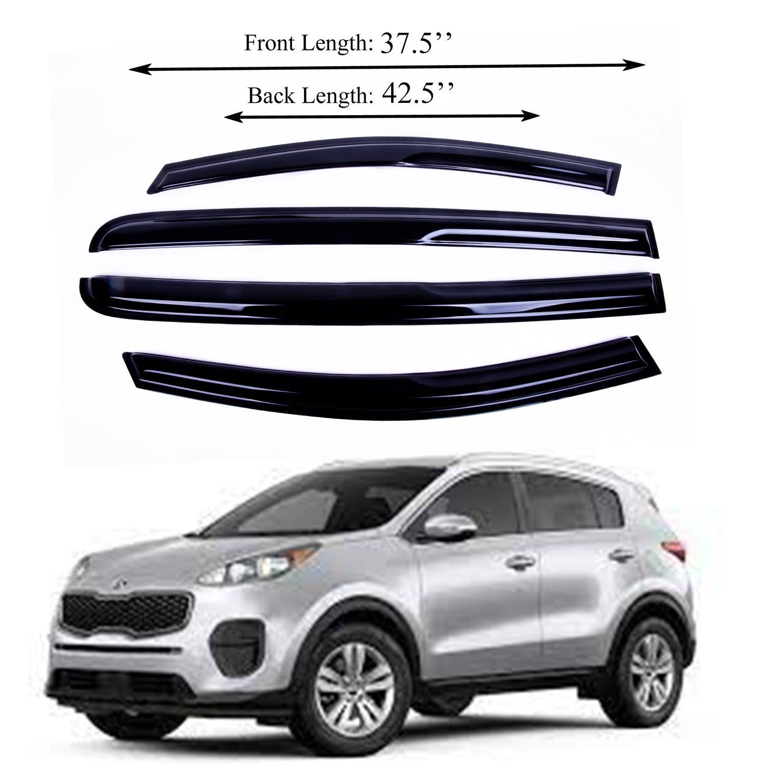 Window Rain Guard for Kia Sportage 2023 2024 TapeOn Shatterproof Sun