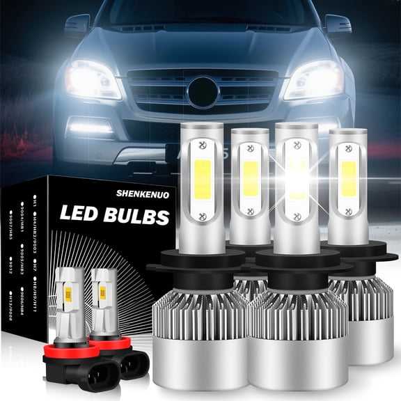 Fits Mercedes-Benz GL450 2007-2011 LED Headlight Bulbs High Low Beam Fog Light Set 6000K White 6pcs
