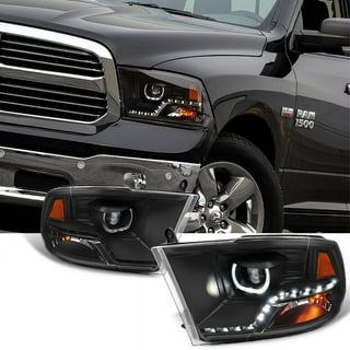 CCIYU Headlights Assembly 55277409AG 55277410AG Black Housing Amber  Reflector Clear Lens Headlamps For Dodge Ram 1500 2009-2010 For Dodge Ram  2500