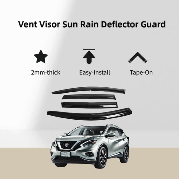 Fits Nissan Murano 2015-2024 Side Window Visor Sun Rain Deflector Guard Thick
