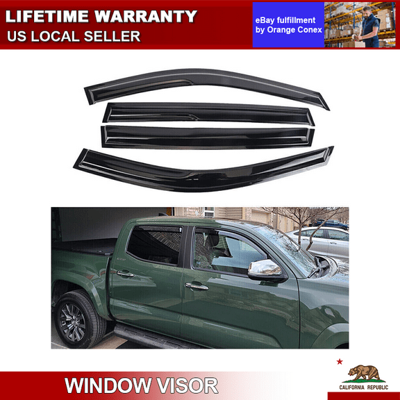 Fits TOYOTA TACOMA 2016-2023 Double Cab Rain Guard Window Visors Door Deflectors