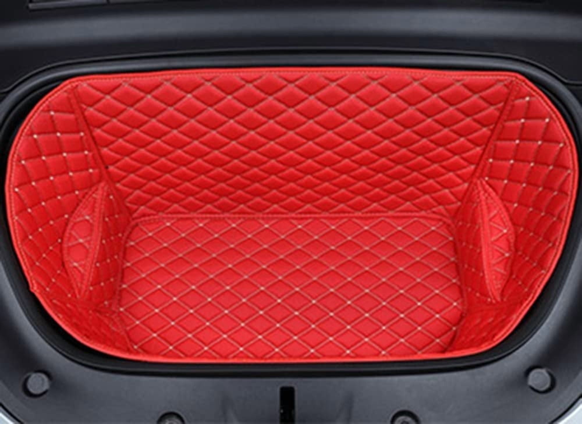 Fits Tesla Model Y / Tesla Y Juniper Refresh Front Trunk Mat Frunk Mats Red Leather All-Weather Full Coverage Tesla Y Accessories