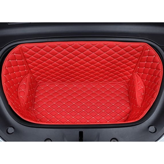Fits Tesla Model Y / Tesla Y Juniper Refresh Front Trunk Mat Frunk Mats Red Leather All-Weather Full Coverage Tesla Y Accessories