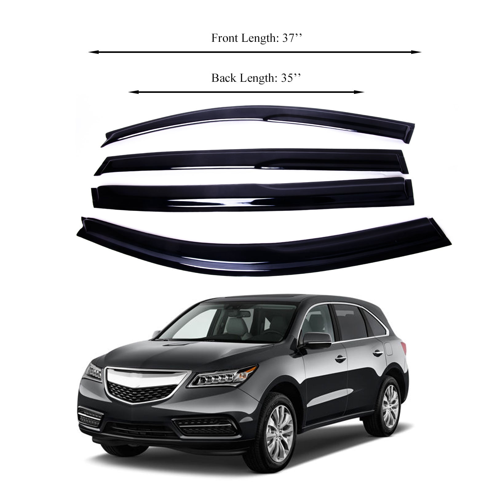 4-Piece Car Window Rain Guards / Wind Deflectors – Compatible With Acura RDX 2019-2025 Models (Front & Rear)