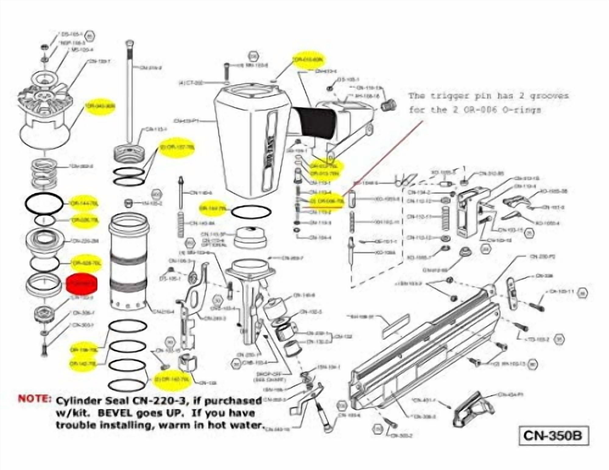 Duo-Fast CN-325/CN-350 Framer O-Ring Kit - KTDF157E Replacement Seals