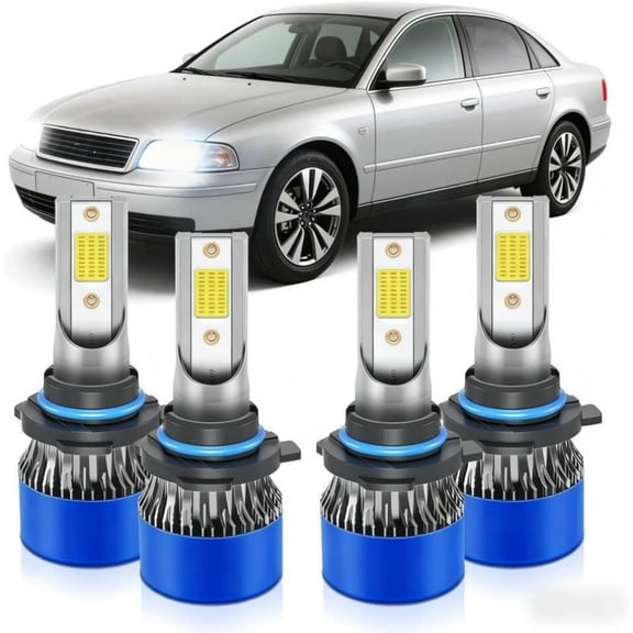 Fits for Audi A6/A6 Quattro 1995 1996 High Low Beam Bulbs Combo, 6500K White, 1:1 Mini Halogen Size, LED Headlight Bulbs, Pack of 4