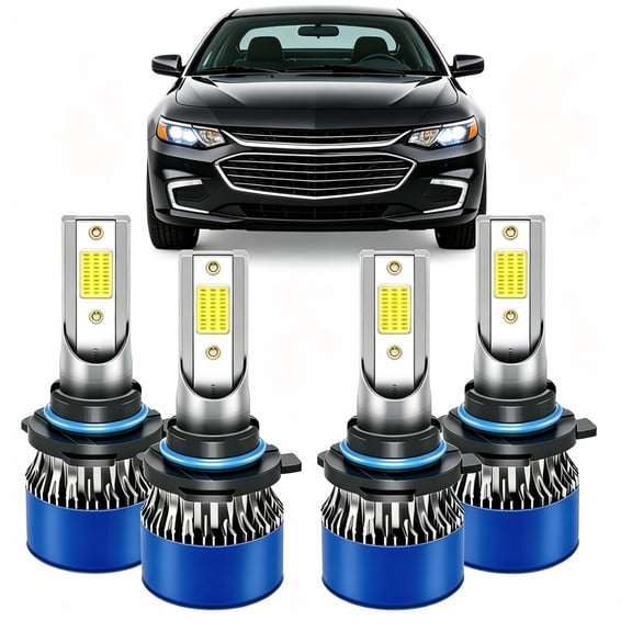 Fits for Chevy Malibu 2016-2018 High Low Beam Lights Bulbs Combo, 6500K Cool White, 1:1 Mini Halogen Size, LED Headlight Bulbs, Pack of 4