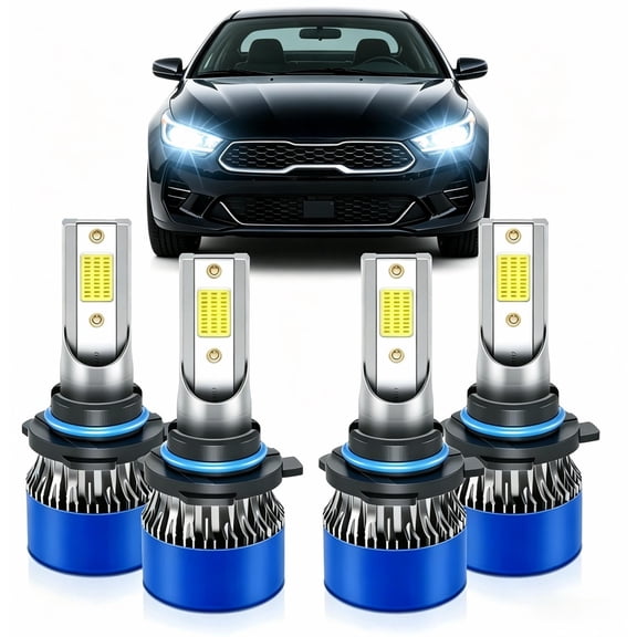 Fits for Kia Forte 2021 High Low Beam Lights Bulbs Combo, 6500K Cool White, 1:1 Mini Halogen Size, LED Headlight Bulbs, Pack of 4