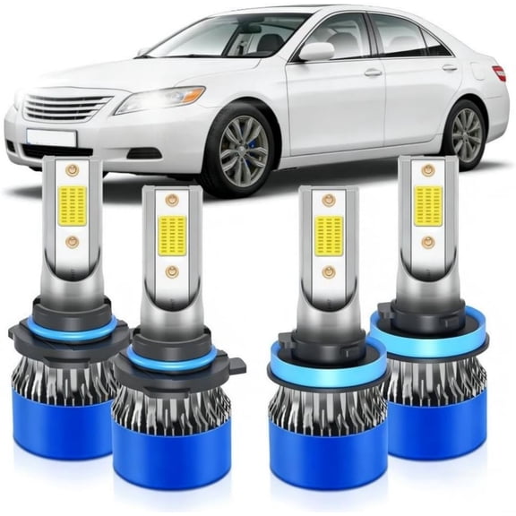 Fits for Toyota Camry 2007-2018 High Low Beam Lights Bulbs Combo, 6500K White, 1:1 Mini Halogen Size, LED Headlight Bulbs, Pack of 4