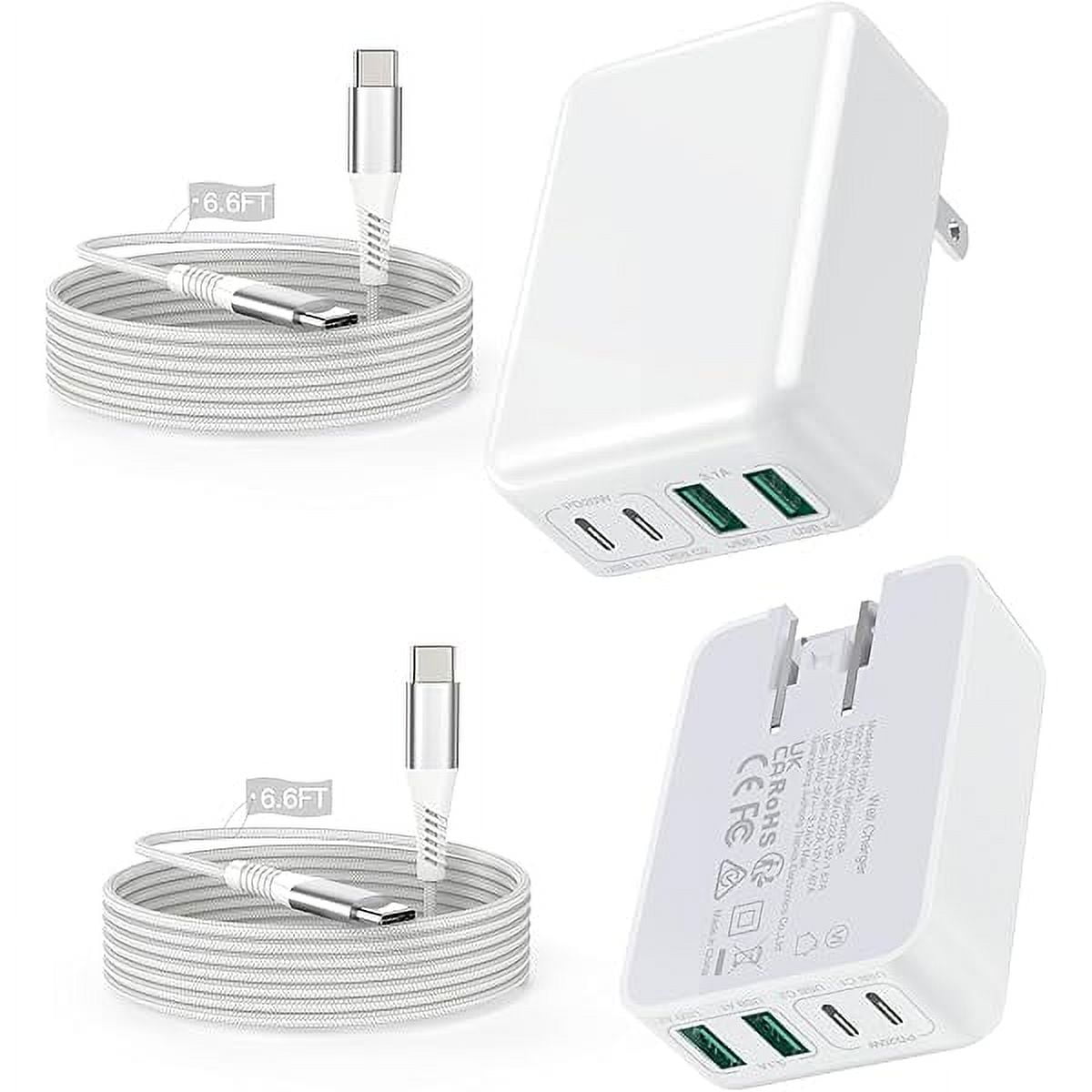 Fits for iPhone 16 Pro Max, 2Pack 40W Flat Fast Charging Wall Charger Block Dual Port PD + QC USB C Charger Block Compatible with iPhone 16/15 Pro/Pro Max/iPad Pro, with 2 Pack 6FT USB C to C Cable