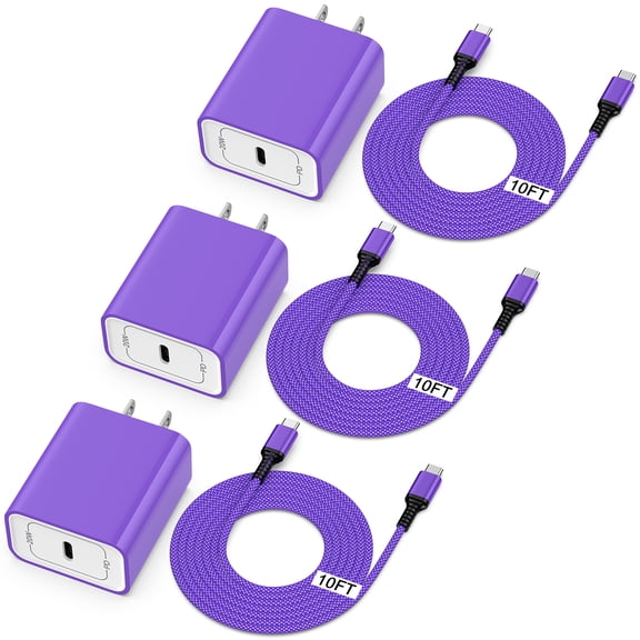 Fits for iPhone 17 16 15 Fast Charger, Comtiable for iPhone Charger 3Pack20W USB C Charger, 10ft Charging Cable 60W C to C Cable Cord, Wall Charger Adapter Power Charging Station Type C Charger Block