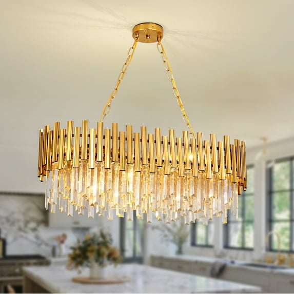 Fitsai Gold Chandelier Lighting 8 Lights Island light for Diningroom Livingroom Kitchen