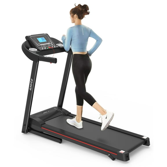 LuckyNoteFitshow App Foldable Treadmill for Home Workout - 5" LCD, Bluetooth Music, Incline Electric Walking/Running Machine, 250LB Capacity