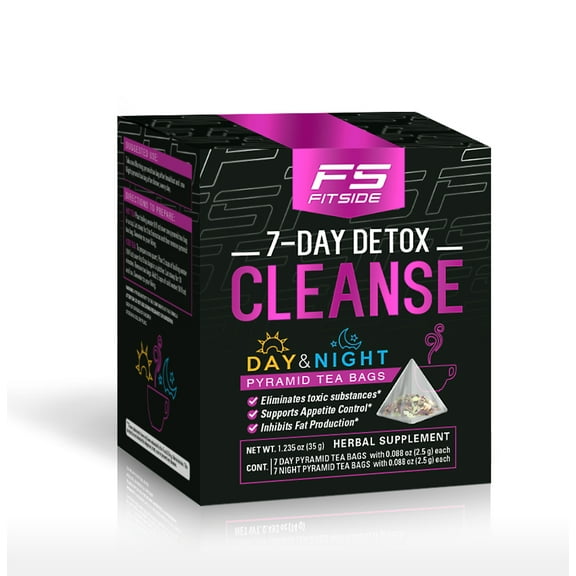 Fitside 7 - Day Detox Cleanse Day & Night Pyramid Tea Bags - Natural Herbal Body Supplement - Skinny Fit