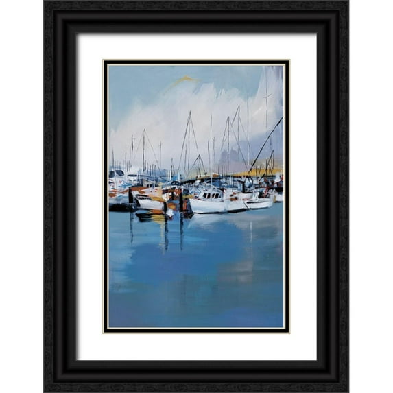 Fitsimmons, A. 17x24 Black Ornate Wood Framed with Double Matting Museum Art Print Titled - Along the Quay