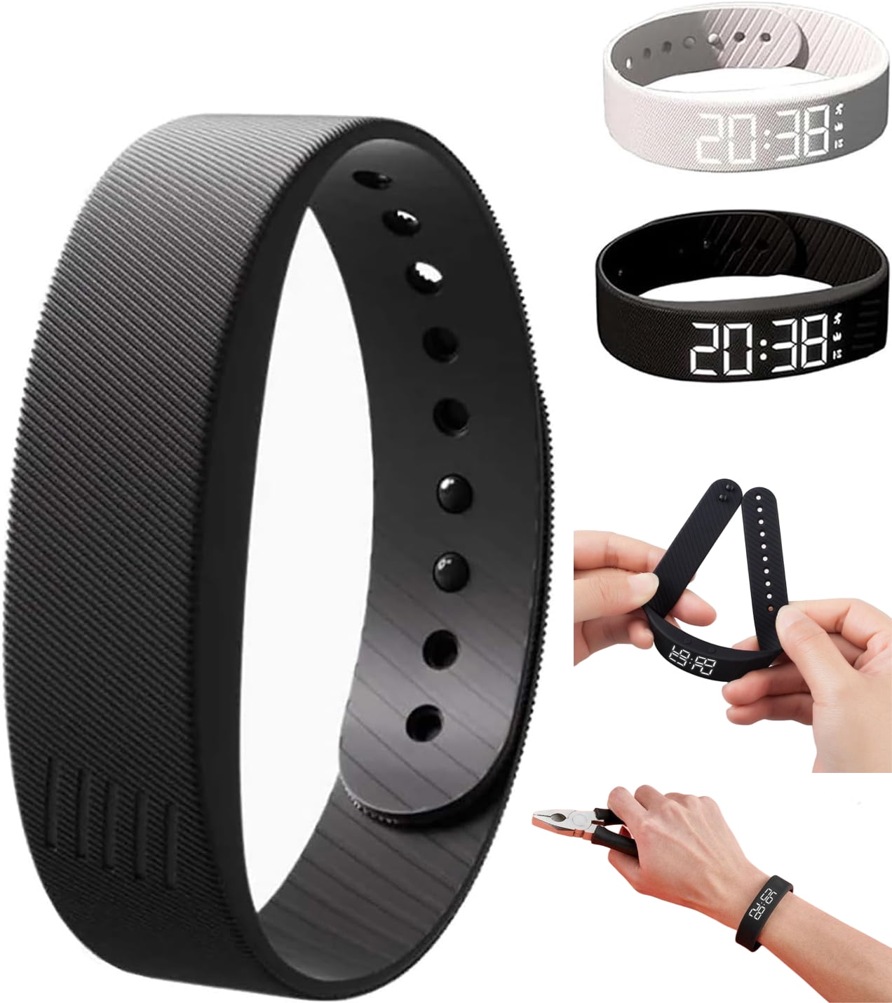 Fitsleeps Alarm Clock Watch, Fitsleeps Alarm Bracelet, 2025 New Fitsleep Wrist Band for Deep Sleepers, Silent Vibrating Alarms Reminder Watch, Snooze Free Smart Wrist Alarms for Men and Women (Black)