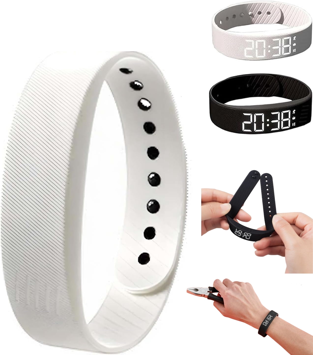 wearable vibrating alarm clock Fitsleeps Alarm Clock Watch, Wearable Quiet Vibrating Alarms Wristband,  Waterproof Rechargeable Vibrating Alarm Clock for Heavy Sleepers, Sleep & main image 1
