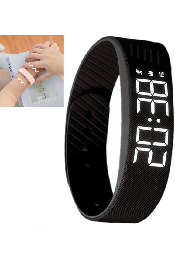 Fitsleeps Alarm Clock Watch - Fitsleeps Alarm Bracelet for Heavy Sleepers & Kids, Snooze, Waterproof Vibrating Smart Watch, Wrist Alarm Clock for Men and Women (Black)