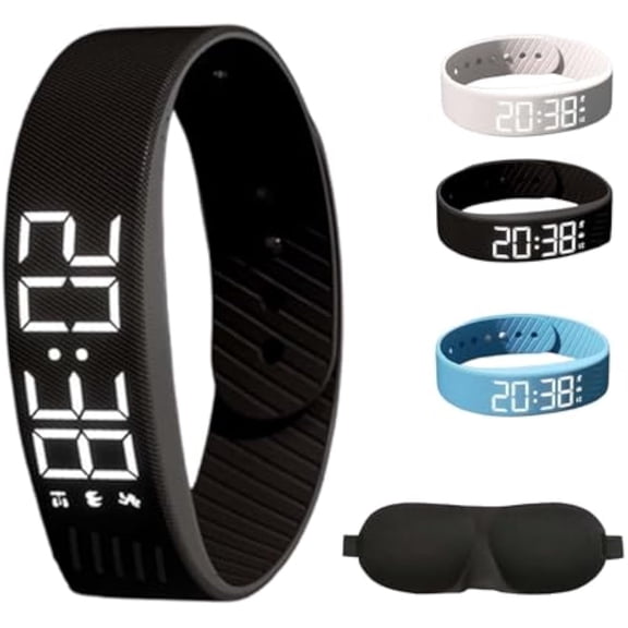 Alarm Clock Watch - Wake Up Alarm, 2025 Silent Vibration Wake Up Wristband, Vibrating Alarm Reminder Watch, Snooze Free Smart Watch for Men and Women (Black)