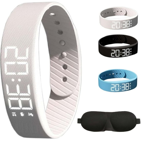 Fitsleeps Alarm Clock Watch - Fitsleeps Wake Up Alarm, 2025 Silent Vibration Wake Up Wristband, Vibrating Alarm Reminder Watch, Snooze Free Smart Watch for Men and Women (White)