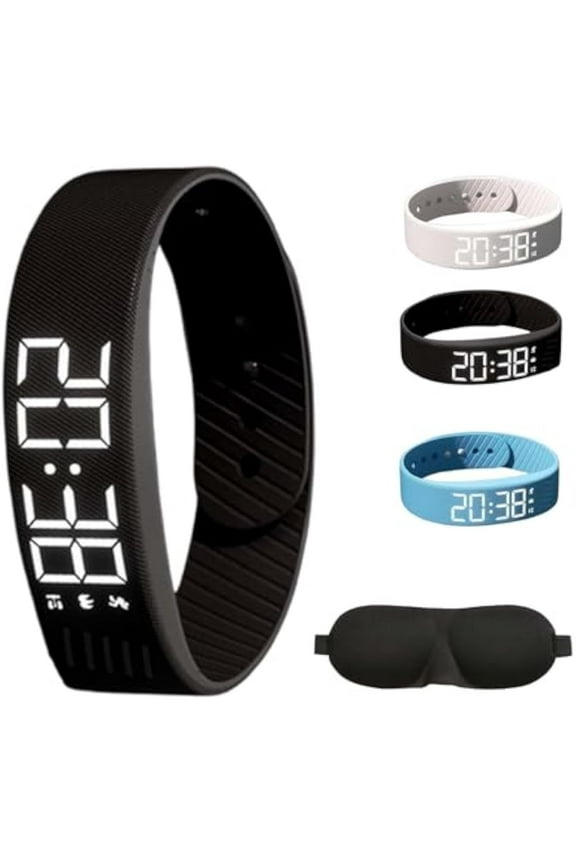 Fitsleeps Alarm Clock Watch - Fitsleeps Wake Up Alarm, 2025 Silent Vibration Wake Up Wristband, Vibrating Alarm Reminder Watch, Snooze Free Smart Watch for Men and Women (Black)