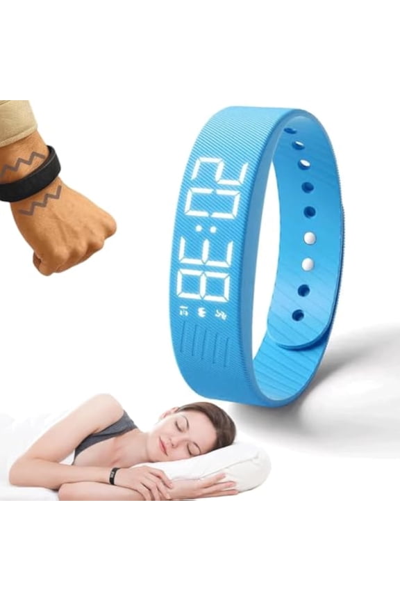 Fitsleeps Alarm Clock Watch,Silent Vibration Wake-Up Wristband for Deep Sleepers,Snooze Free Smart Watch for Men and Women (Blue)
